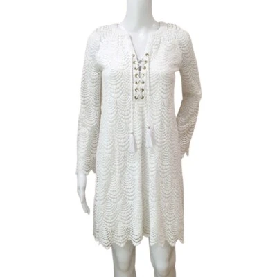 Lilly Pulitzer womens size xs lace tie front sea isle scallops white dress - Image 1 of 4