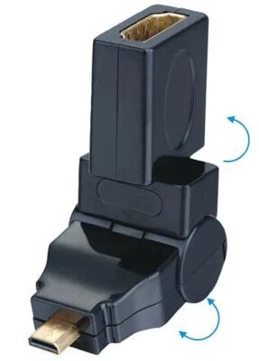 HDMI A SOCKET TO HDMI D PLUG ADAPTER CONVERTER WITH 180° SWIVEL & 270° ROTATION - Image 1 of 2