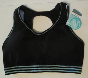 Reggiseno sportivo imbottito senza cuciture nero con turchese taglia L basta essere intimi - Foto 1 di 2