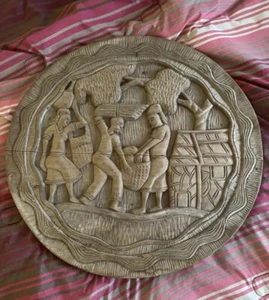 Arte Haitiano Madera Tallada a Mano Haití 22"" Artículo de Patrimonio Años 1970 Artista Haitiano Firmado - Imagen 1 de 9