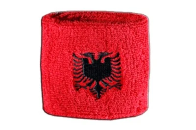 DIGNI Schweißband Fahne Flagge Albanien 7x8cm Armband für Sport 2er Set