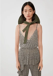 Zara Size Large Asymmetrical Polka Dot Spaghetti Straps V Neck Tank Top Casual - Picture 1 of 9