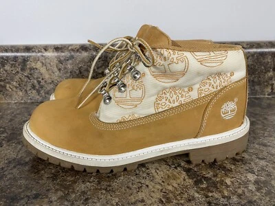 Timberland Hombres Botas Chukka Trigo Blanco Logo Tela Gamuza Cuero Talla 5.5M Foto 1 de 4