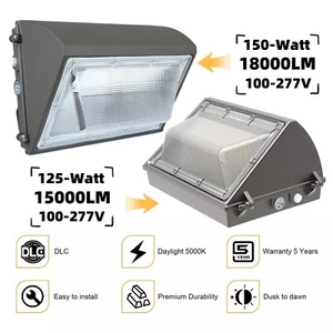125W 150 Watt LED Wall Pack Lights Outdoor for Workshop Yard Shop Warehouse Barn - Picture 1 of 25