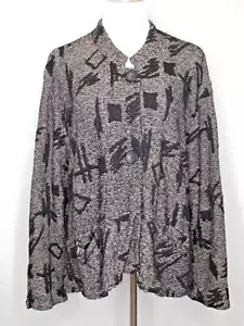 Transparente Germany Gray Black Lagenlook Knit Button Front Jacket Sz M/L - Picture 1 of 7