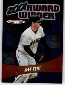 Topps Total 2001 ganador del premio Jeff Kent 2002 inserto de lámina MLB PWE Giants #16 - Imagen 1 de 2