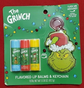 The Grinch Flavored Lip Balms & Keychain Chapstick Christmas NEW - Picture 1 of 2