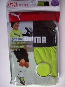 Puma Underwear Underpants 2pk Tagless Boxer Briefs Boys Select Size Gren Blk - Picture 1 of 3