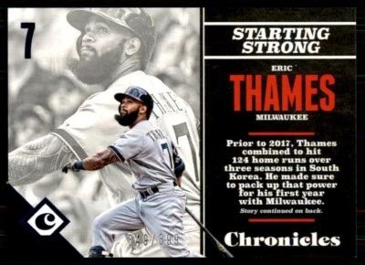 2017 Panini Chronicles Blue Eric Thames /399 Milwaukee Brewers #62 Parallel - Image 1 of 2