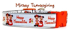 Thanksgiving dog collar handmade adjustable buckle collar 1"wide or leash - Picture 1 of 11