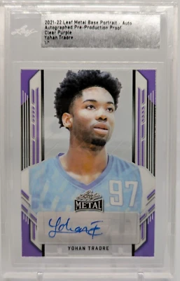 2021-22 Leaf Metal Pre-Production Proof  Yohan Traore Clear Purple 1/1 Auto ✨🏀 - Image 1 of 2