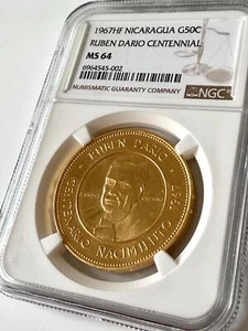 Nicaragua - 1967 - 50 Cordobas - Ruben Dario - 100th Anniversary - NGC MS64 - Picture 1 of 4
