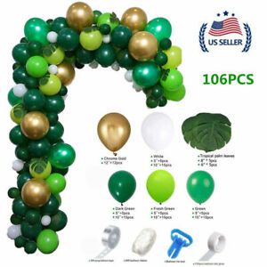 Jungle Safari Green Balloons Arch Garland Kit Baby Birthday Party Decor 106Pcs 