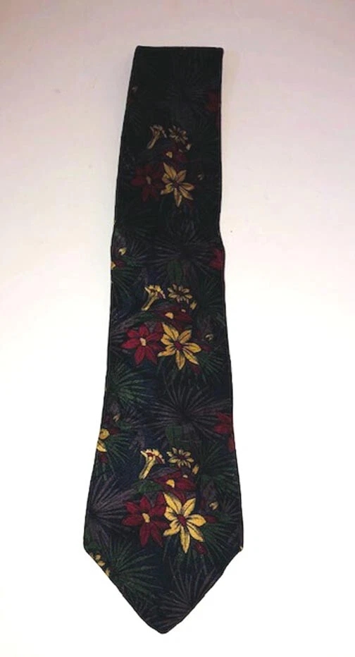 Corbata para hombre Executive of Boston Forest Flowers verde amarillo rojo cuello Foto 1 de 1