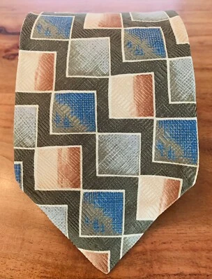 Structure 100% Italian Silk Multicolor Geometric Brocade Tie Made In USA - Image 1 of 4