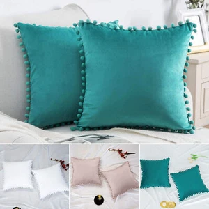 Throw Pillow Covers Set of 2 Sofa Decor Velvet Cushion Cases 18" x 18" 3 Colors - Picture 1 of 12