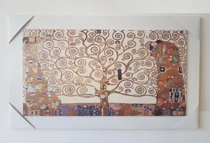 QUADRO MODERNO IN LEGNO BIANCO STRIATO CON ALBERO DELLA VITA E DECORI GLITTER  - Imagen 1 de 4