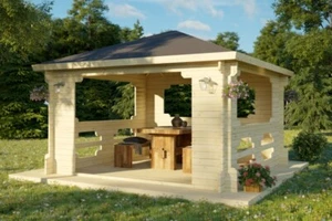 Pavillon Gartenhaus Gartenpavillon Blockhaus BERGEN 400x400 cm 40 mm Vikträ - Bild 1 von 4