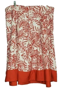 Lane Bryant Skirt Pleated Sz18 Linen Blend Tomato Red Cream Floral Stretch NWT - Picture 1 of 9