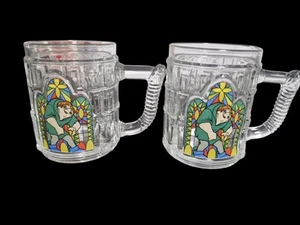 Set Of 2 Walt Disney 1996 Hunch Back Of Notre Dame Quasimodo Glass Mugs - Picture 1 of 5