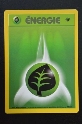 Pokémon TCG GRASS ENERGY 1ST EDITION FRENCH ÉNERGIE DE PLANTE Base Set 99/102 NM - Image 1 of 2