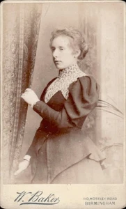 Woman Curtain W.Baker Birmingham Studio CDV Card Photograph (CDV4-5) - Picture 1 of 3