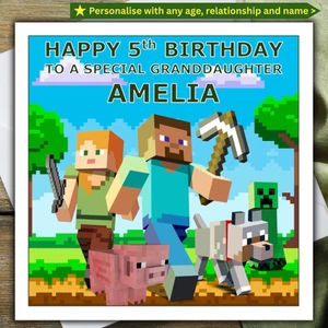 MINECRAFT BIRTHDAY CARD personalised AGE RELATIONSHIP NAME - Picture 1 of 4