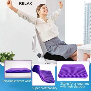 Purple Gel Cushion for Office Chair Wheelchair Car Tailbone Pain Relief Pad - Picture 1 of 9