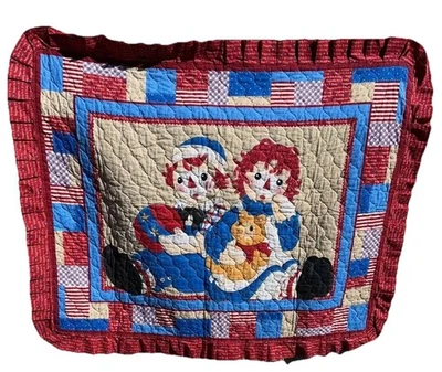 Baby Blanket Crib Quilt Patchwork Design Raggedy Ann Andy Doll  Teddy Bear Ball - Image 1 of 4