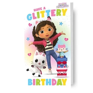 Gabby’s Dollhouse Glittery Colourful Gloss Finish Birthday Card Official -NEW UK - Picture 1 of 1