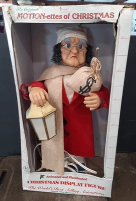 Figura animada Ebenezer Scrooge 1992 Telco Motion-ette L-809 FUNCIONA con caja Foto 1 de 4