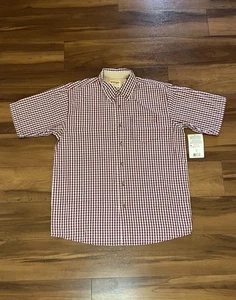 Wrangler Authentics Short Sleeve Red Plaid Button Shirt Work Men’s Size Medium - Picture 1 of 15