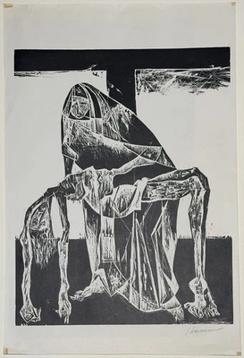 Karl-Heinz Hansen-Bahia „Die große Pietà", Holzschnitt, 1960, handsigniert - Bild 1 von 4