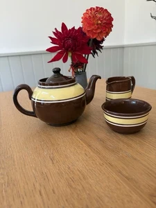 Vintage Brown Betty Teapot Set by Alcock, Lindley & Bloore Excellent Condition - Picture 1 of 7