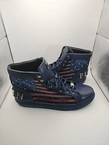 Philipp Plein Stars And Stripes American Flag High Top Sneakers Missing One Bead - Picture 1 of 19