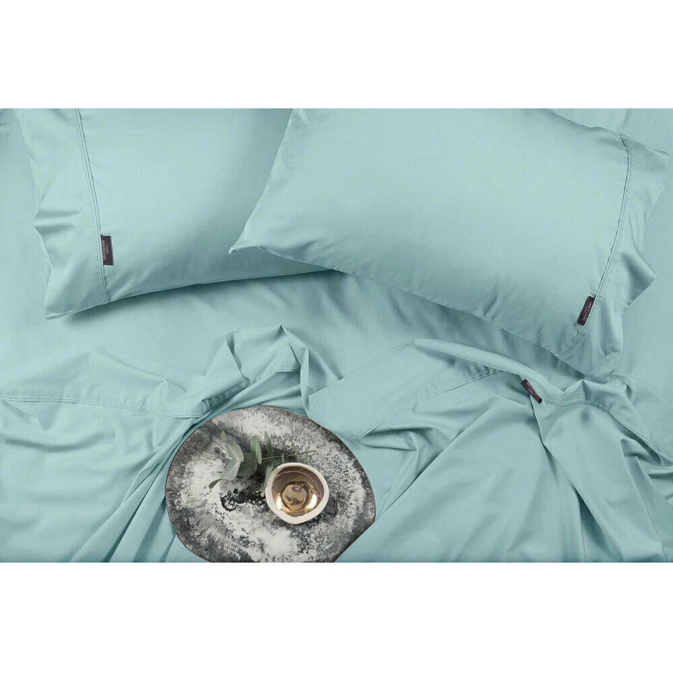Sheraton Luxury Bamboo Cotton Sheet Set Aqua Mint Queen