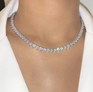 New Silver Plated Heart Choker Necklace  - Picture 1 of 1