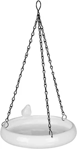 55629 - Abbeveratoio per Uccelli, in Ceramica, 500 Ml/Ø 21 Cm, Colore: Bianco - Foto 1 di 12