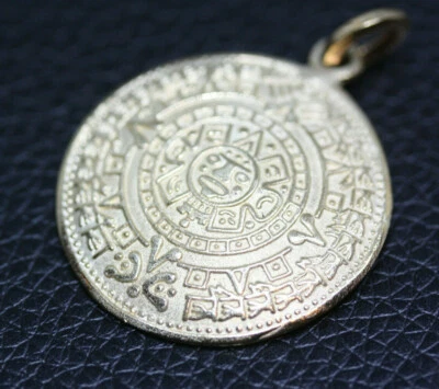 Nuevo Colgante Calendario Maya Azteca Mexicano Fundido Oro Sólido 10K 3CM 1 1/4" 5 Gramos Foto 1 de 4