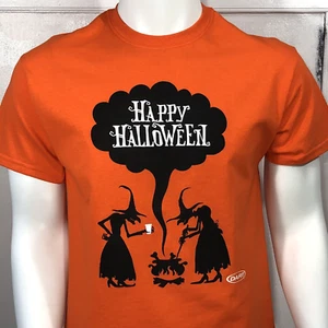 Happy Halloween T Shirt Y2K 2000 Mens Size M Witch's Potion Oars Tee Orange - Picture 1 of 6