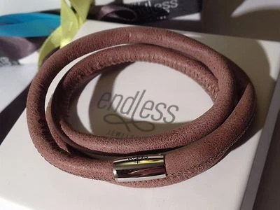 Endloser Schmuck 57 cm braunes Armband dreifacher Strang silberner Verschluss uvp £55 - Bild 1 von 4