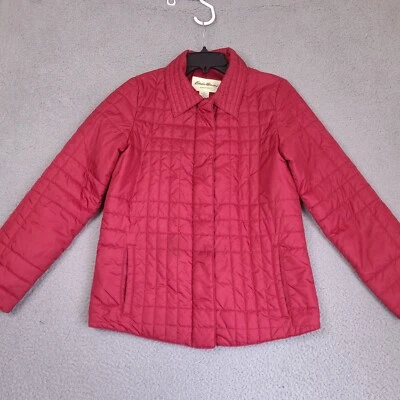 Chaqueta acolchada Eddie Bauer Puffer para mujer pequeña roja ligera con cremallera completa Foto 1 de 4