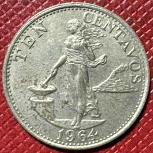 Philippines 1964 Nickel-Brass 10 Centavos. KM# 188 - Picture 1 of 2
