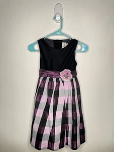 Rare Editions Formal Dress Girls Size 6X Purple Velvet Taffeta Plaid Knee Length - Picture 1 of 4