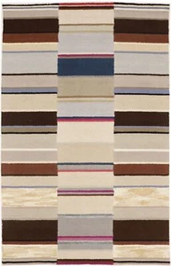 Hand-Tufted Multicolored Stripes Rug Modern Carpet Contemporary Decor 5x8 ft - Picture 1 of 14