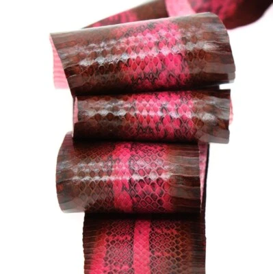 Cuero de serpiente genuino piel de serpiente piel de serpiente suministro artesanal brillante dos tonos borgoña Foto 1 de 4