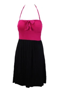 Kenneth Cole Reaction Pink Black Color Blocked Strapless Cover Up Mini Dress S - Picture 1 of 2