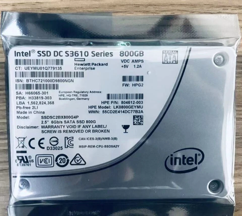 Unidad de estado sólido Intel DC S3610 800GB HPE SSD 2.5" SATA 6Gbs SSDSC2BX800G4P - Imagen 1 de 1