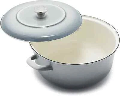 German Enameled Iron, round 5.3QT Dutch Oven Pot with Lid, Cloud Gray New No Box - Image 1 of 4