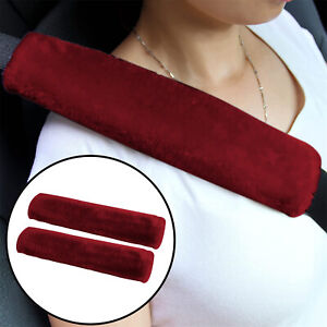 2x Soft Faux Sheepskin Car Belt Pads Cover Seat Belt Strap Covers Shoulder Pad